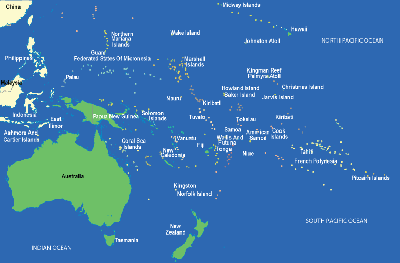 Map of Oceania.