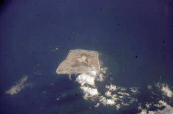 A space photograph of Jarvis Island taken on April 4th, 2007 by an astronaut