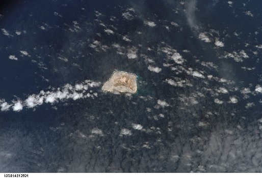 A satellite photograph of Jarvis Island taken on January 29th, 2007 by an astronaut